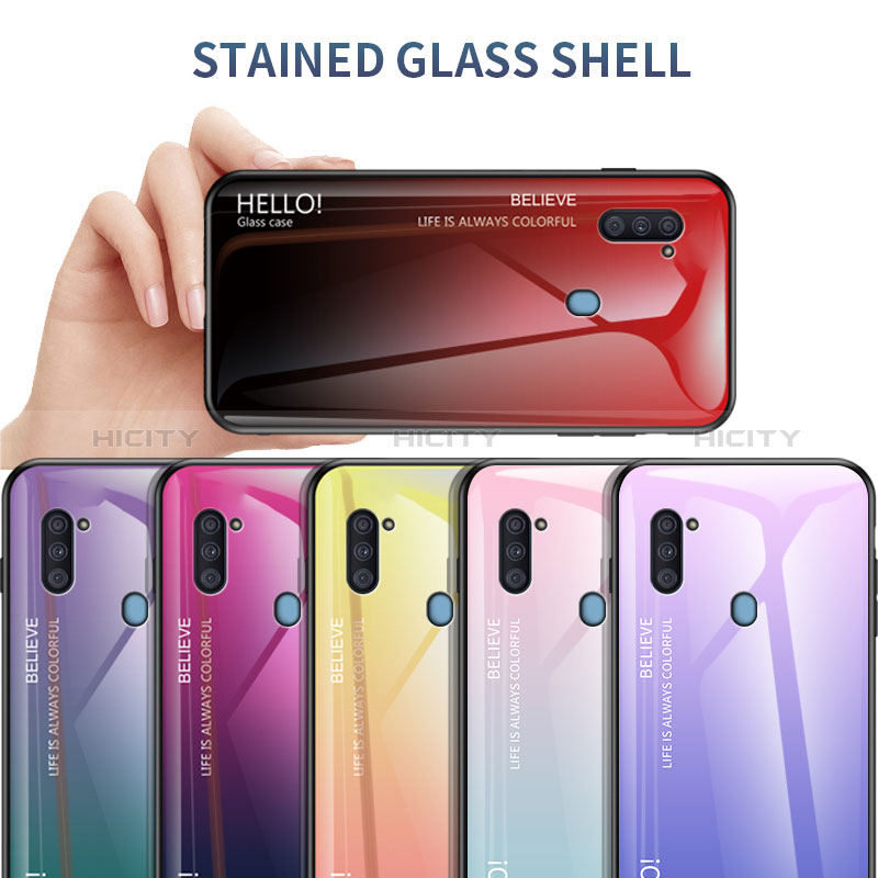 Carcasa Bumper Funda Silicona Espejo Gradiente Arco iris LS1 para Samsung Galaxy A11
