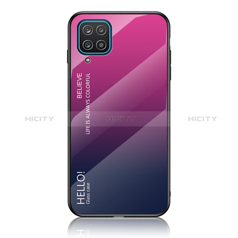 Carcasa Bumper Funda Silicona Espejo Gradiente Arco iris LS1 para Samsung Galaxy A12