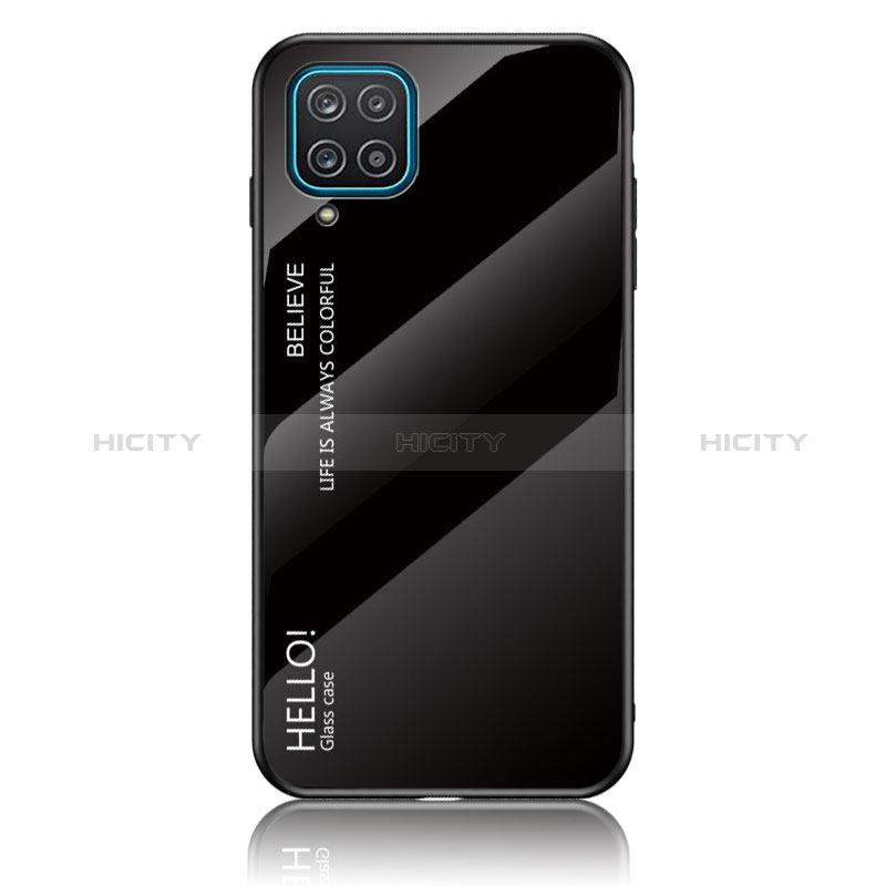 Carcasa Bumper Funda Silicona Espejo Gradiente Arco iris LS1 para Samsung Galaxy A12 Negro