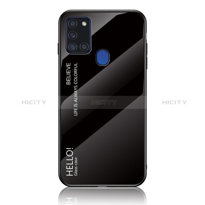 Carcasa Bumper Funda Silicona Espejo Gradiente Arco iris LS1 para Samsung Galaxy A21s