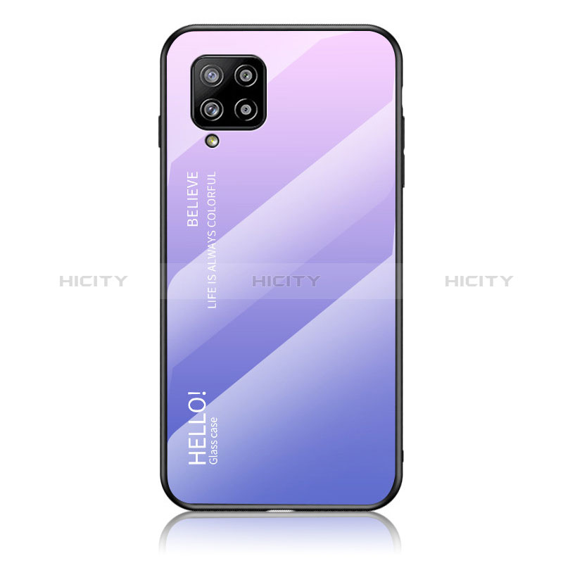 Carcasa Bumper Funda Silicona Espejo Gradiente Arco iris LS1 para Samsung Galaxy A42 5G Purpura Claro