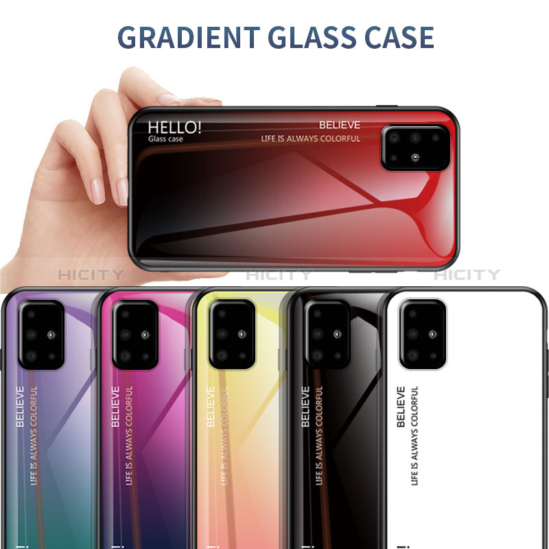 Carcasa Bumper Funda Silicona Espejo Gradiente Arco iris LS1 para Samsung Galaxy A51 5G