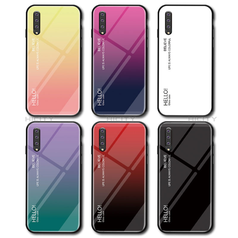 Carcasa Bumper Funda Silicona Espejo Gradiente Arco iris LS1 para Samsung Galaxy A70