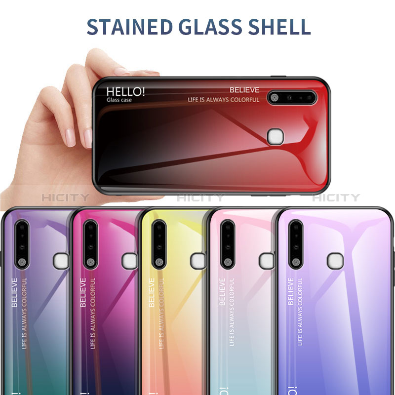 Carcasa Bumper Funda Silicona Espejo Gradiente Arco iris LS1 para Samsung Galaxy A70E