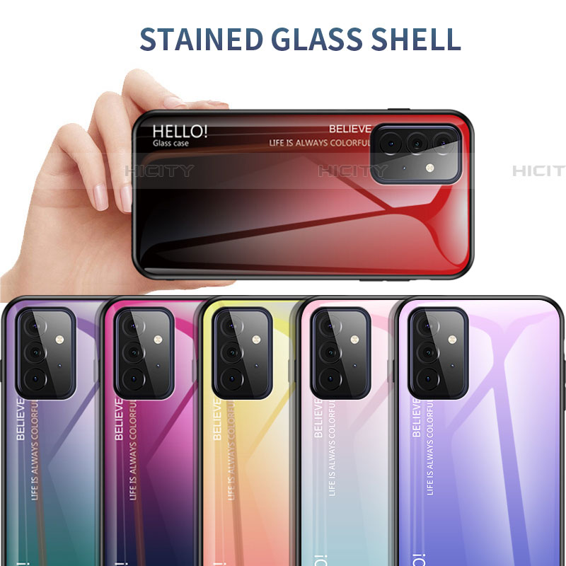 Carcasa Bumper Funda Silicona Espejo Gradiente Arco iris LS1 para Samsung Galaxy A72 5G