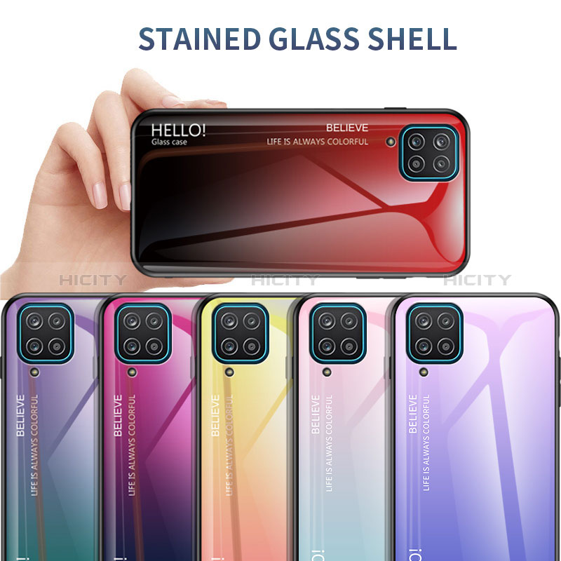 Carcasa Bumper Funda Silicona Espejo Gradiente Arco iris LS1 para Samsung Galaxy F12