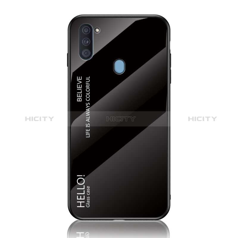 Carcasa Bumper Funda Silicona Espejo Gradiente Arco iris LS1 para Samsung Galaxy M11 Negro