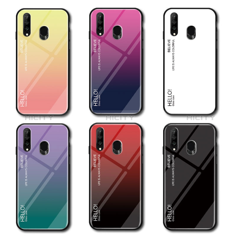 Carcasa Bumper Funda Silicona Espejo Gradiente Arco iris LS1 para Samsung Galaxy M30