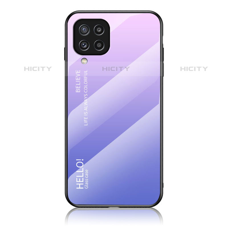 Carcasa Bumper Funda Silicona Espejo Gradiente Arco iris LS1 para Samsung Galaxy M32 4G Purpura Claro