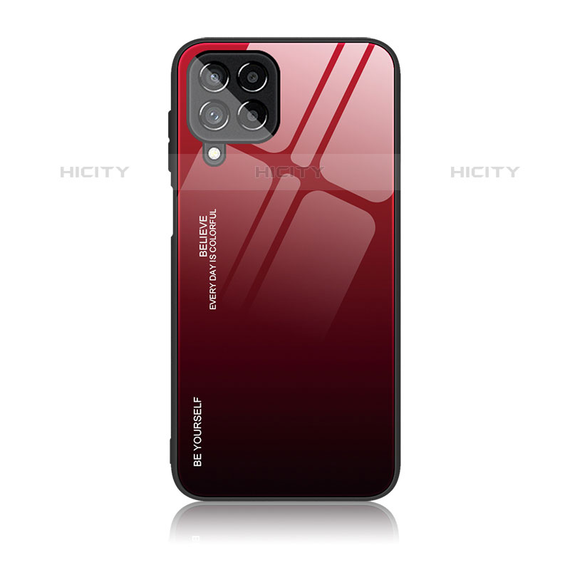 Carcasa Bumper Funda Silicona Espejo Gradiente Arco iris LS1 para Samsung Galaxy M33 5G Rojo