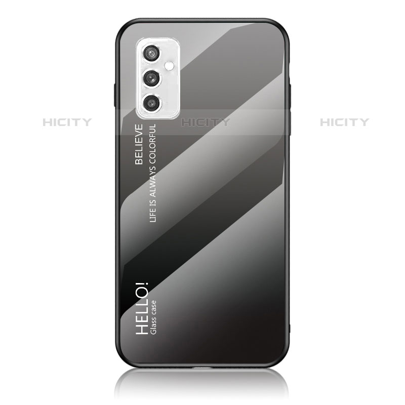Carcasa Bumper Funda Silicona Espejo Gradiente Arco iris LS1 para Samsung Galaxy M52 5G Gris Oscuro