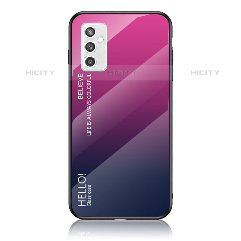 Carcasa Bumper Funda Silicona Espejo Gradiente Arco iris LS1 para Samsung Galaxy M52 5G Rosa Roja