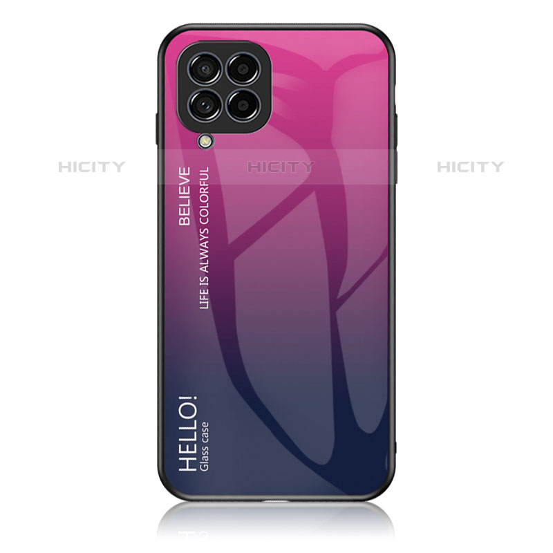 Carcasa Bumper Funda Silicona Espejo Gradiente Arco iris LS1 para Samsung Galaxy M53 5G Rosa Roja