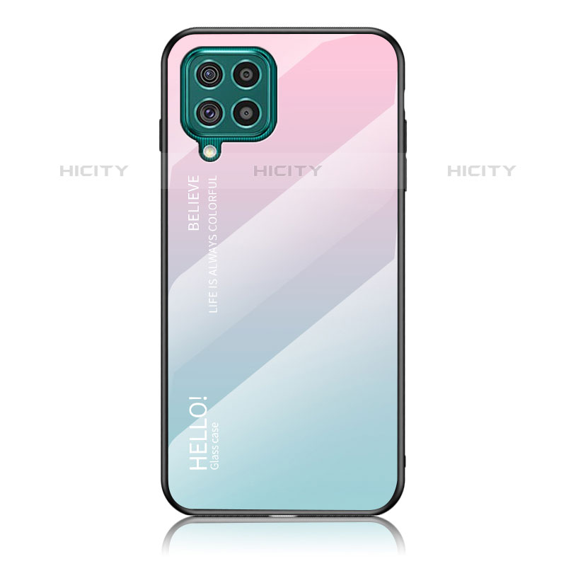 Carcasa Bumper Funda Silicona Espejo Gradiente Arco iris LS1 para Samsung Galaxy M62 4G Cian