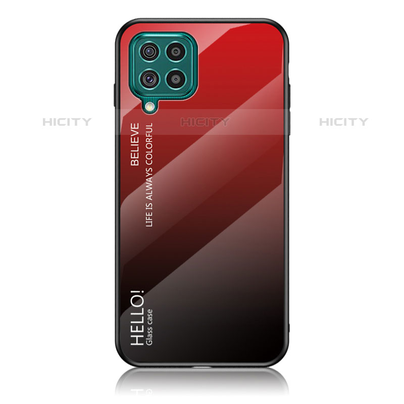 Carcasa Bumper Funda Silicona Espejo Gradiente Arco iris LS1 para Samsung Galaxy M62 4G Rojo
