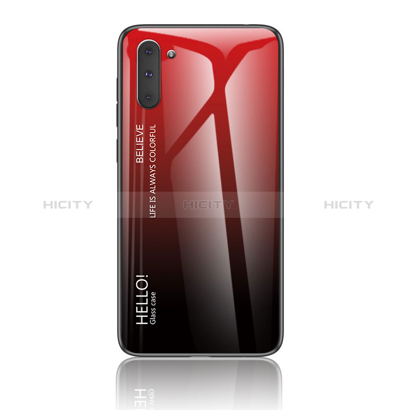 Carcasa Bumper Funda Silicona Espejo Gradiente Arco iris LS1 para Samsung Galaxy Note 10 5G Rojo