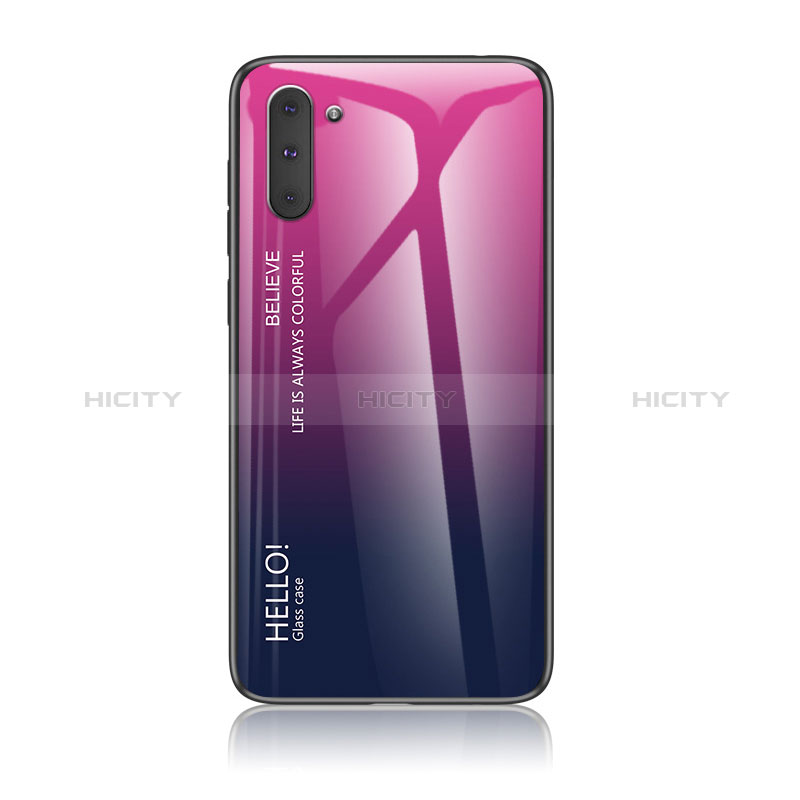 Carcasa Bumper Funda Silicona Espejo Gradiente Arco iris LS1 para Samsung Galaxy Note 10 5G Rosa Roja