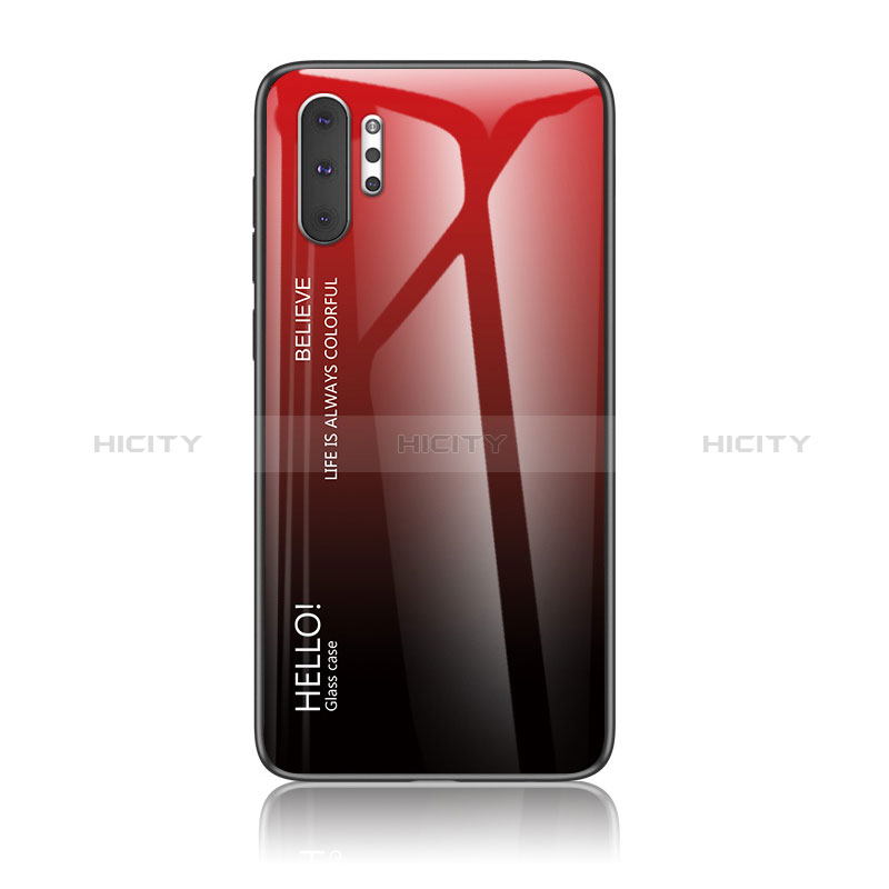 Carcasa Bumper Funda Silicona Espejo Gradiente Arco iris LS1 para Samsung Galaxy Note 10 Plus 5G Rojo