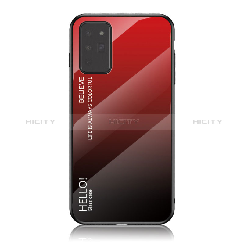 Carcasa Bumper Funda Silicona Espejo Gradiente Arco iris LS1 para Samsung Galaxy Note 20 5G Rojo