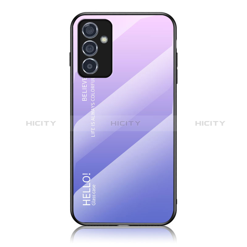 Carcasa Bumper Funda Silicona Espejo Gradiente Arco iris LS1 para Samsung Galaxy Quantum2 5G Purpura Claro