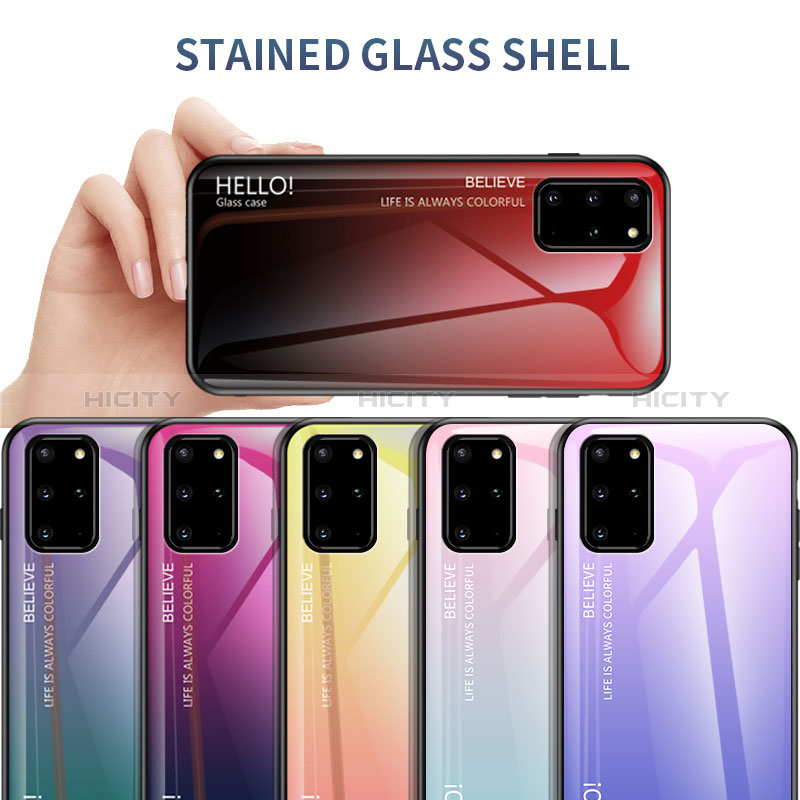Carcasa Bumper Funda Silicona Espejo Gradiente Arco iris LS1 para Samsung Galaxy S20 Plus