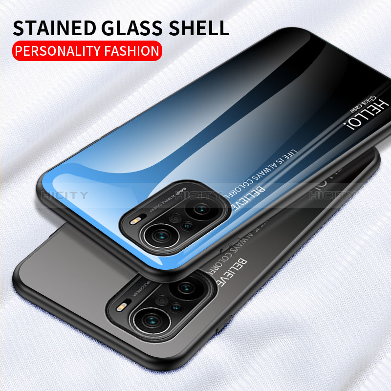 Carcasa Bumper Funda Silicona Espejo Gradiente Arco iris LS1 para Xiaomi Poco F3 5G