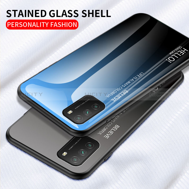 Carcasa Bumper Funda Silicona Espejo Gradiente Arco iris LS1 para Xiaomi Poco M3