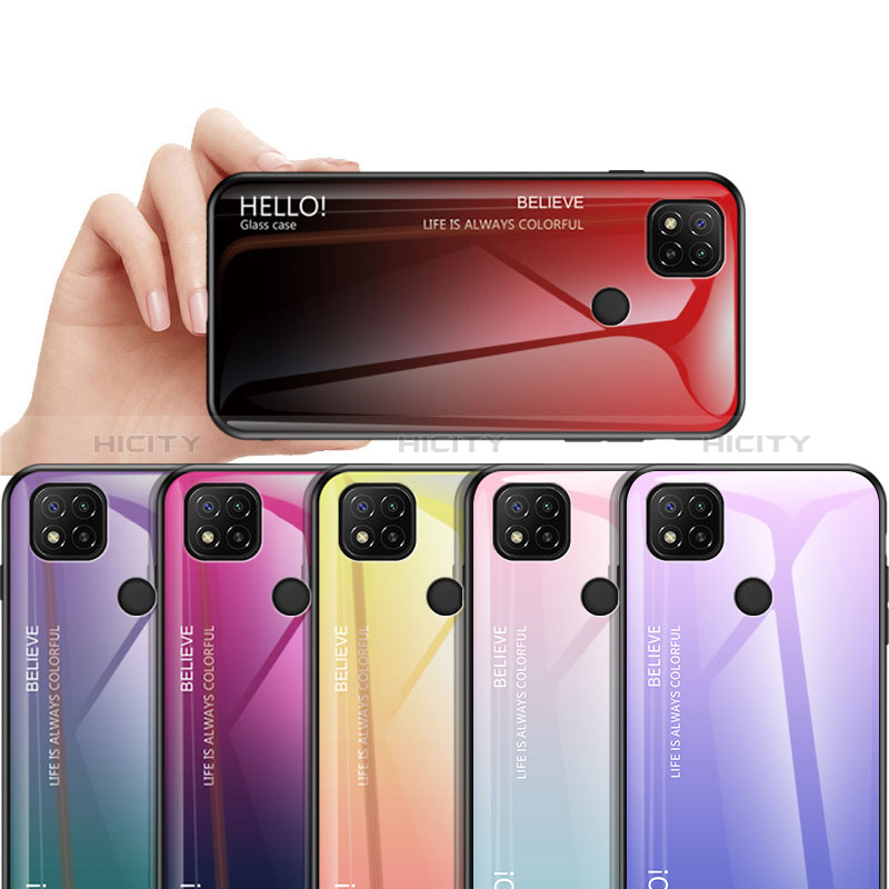 Carcasa Bumper Funda Silicona Espejo Gradiente Arco iris LS1 para Xiaomi Redmi 9 India