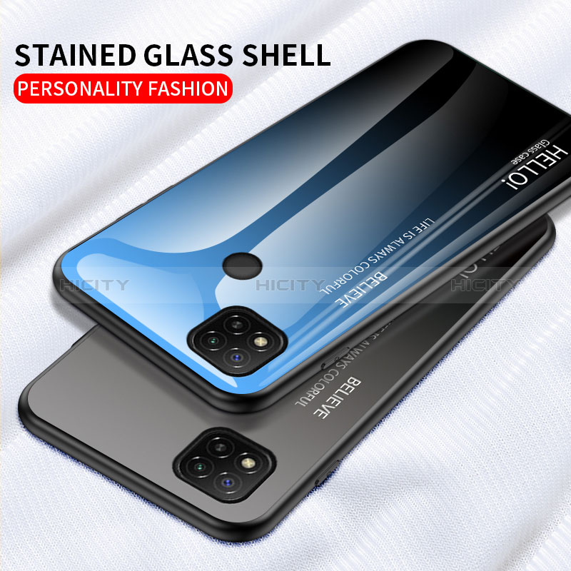 Carcasa Bumper Funda Silicona Espejo Gradiente Arco iris LS1 para Xiaomi Redmi 9C NFC