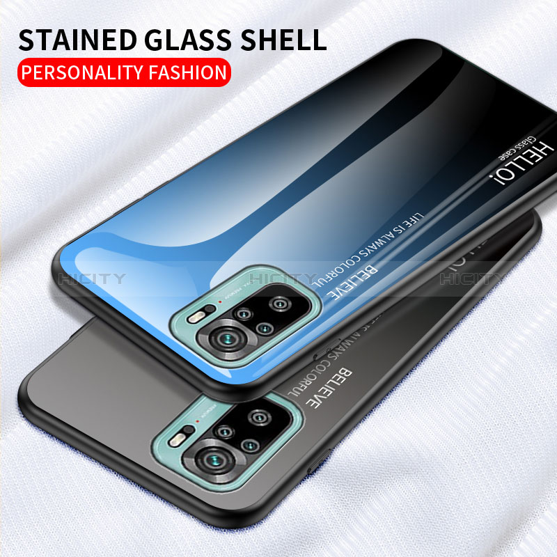 Carcasa Bumper Funda Silicona Espejo Gradiente Arco iris LS1 para Xiaomi Redmi Note 10S 4G
