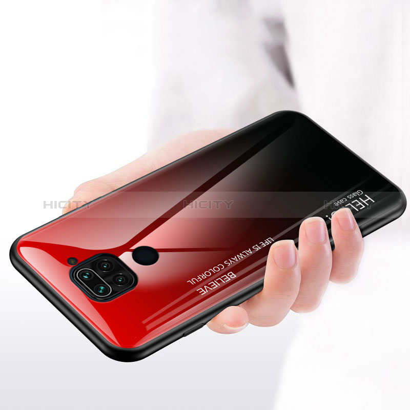 Carcasa Bumper Funda Silicona Espejo Gradiente Arco iris LS1 para Xiaomi Redmi Note 9