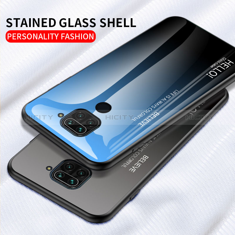 Carcasa Bumper Funda Silicona Espejo Gradiente Arco iris LS1 para Xiaomi Redmi Note 9