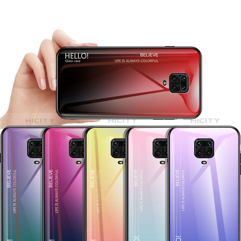 Carcasa Bumper Funda Silicona Espejo Gradiente Arco iris LS1 para Xiaomi Redmi Note 9 Pro