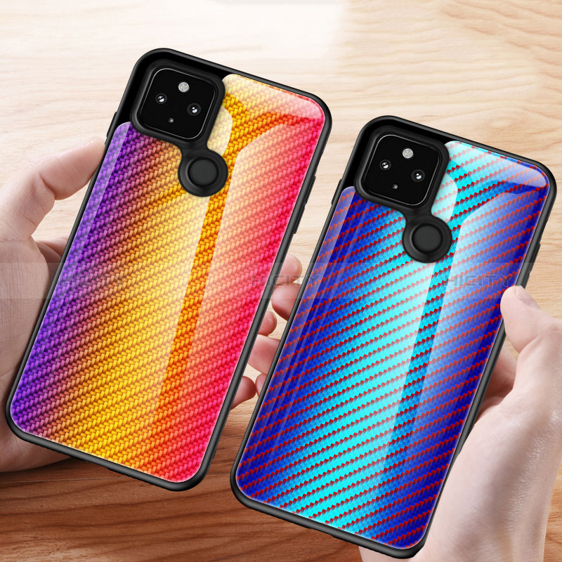 Carcasa Bumper Funda Silicona Espejo Gradiente Arco iris LS2 para Google Pixel 5