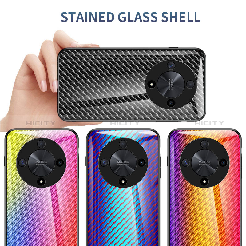 Carcasa Bumper Funda Silicona Espejo Gradiente Arco iris LS2 para Huawei Honor X9b 5G