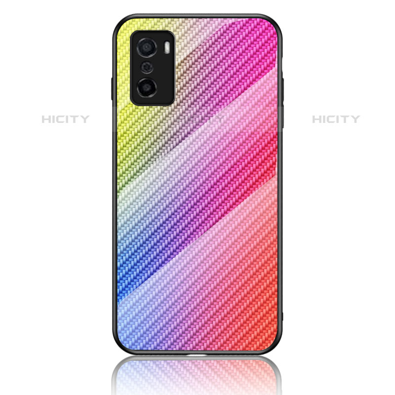 Carcasa Bumper Funda Silicona Espejo Gradiente Arco iris LS2 para Oppo A55S 5G