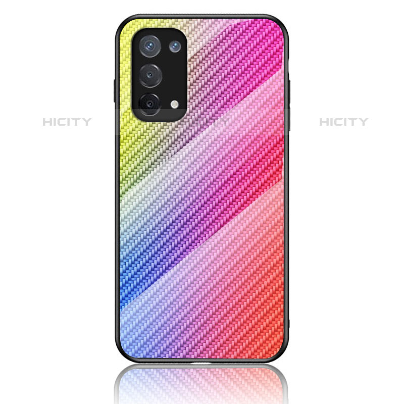 Carcasa Bumper Funda Silicona Espejo Gradiente Arco iris LS2 para Oppo A74 4G