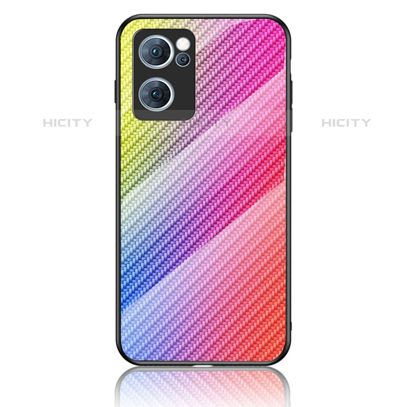 Carcasa Bumper Funda Silicona Espejo Gradiente Arco iris LS2 para Oppo Reno7 5G