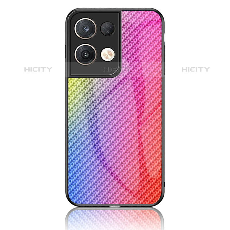 Carcasa Bumper Funda Silicona Espejo Gradiente Arco iris LS2 para Oppo Reno8 Pro+ Plus 5G Rosa