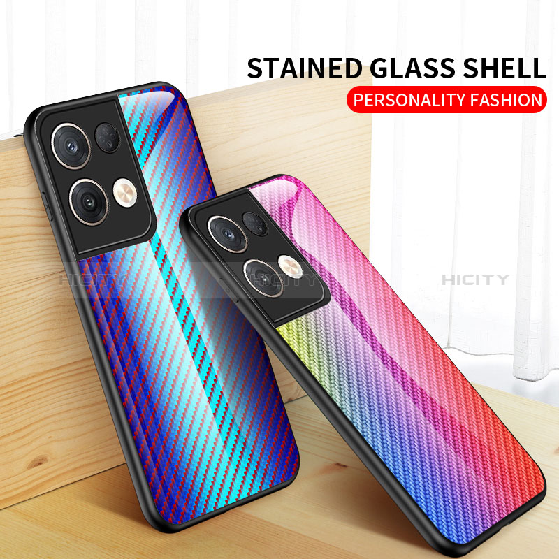 Carcasa Bumper Funda Silicona Espejo Gradiente Arco iris LS2 para Oppo Reno9 Pro+ Plus 5G