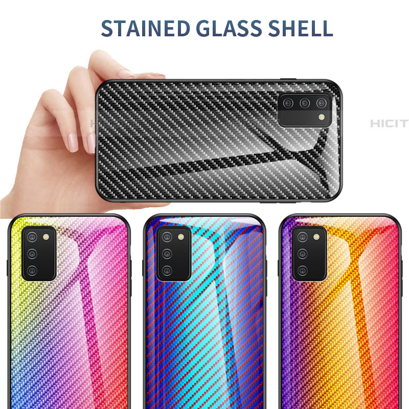 Carcasa Bumper Funda Silicona Espejo Gradiente Arco iris LS2 para Samsung Galaxy A03s