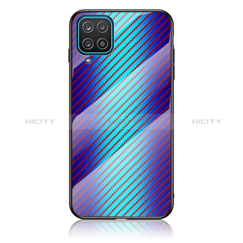 Carcasa Bumper Funda Silicona Espejo Gradiente Arco iris LS2 para Samsung Galaxy A12 Nacho Azul