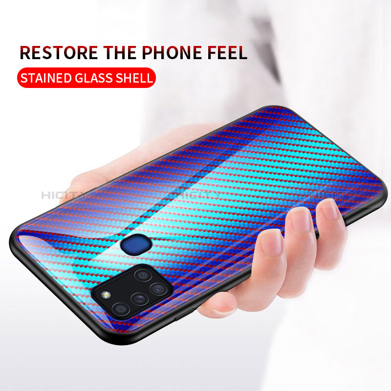 Carcasa Bumper Funda Silicona Espejo Gradiente Arco iris LS2 para Samsung Galaxy A21s
