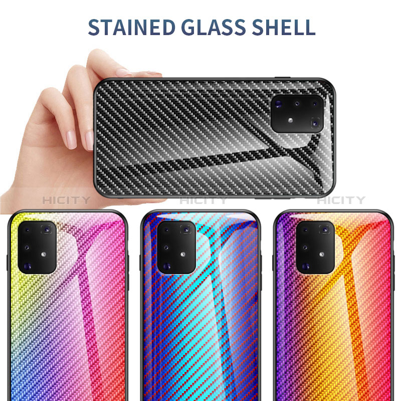 Carcasa Bumper Funda Silicona Espejo Gradiente Arco iris LS2 para Samsung Galaxy A91