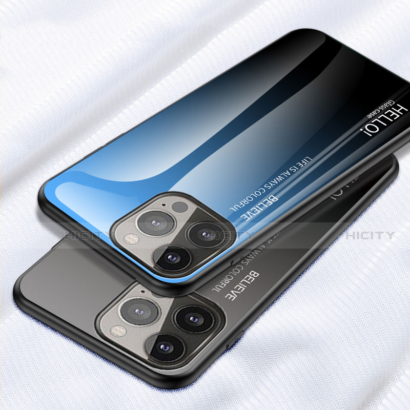 Carcasa Bumper Funda Silicona Espejo Gradiente Arco iris M01 para Apple iPhone 13 Pro Max