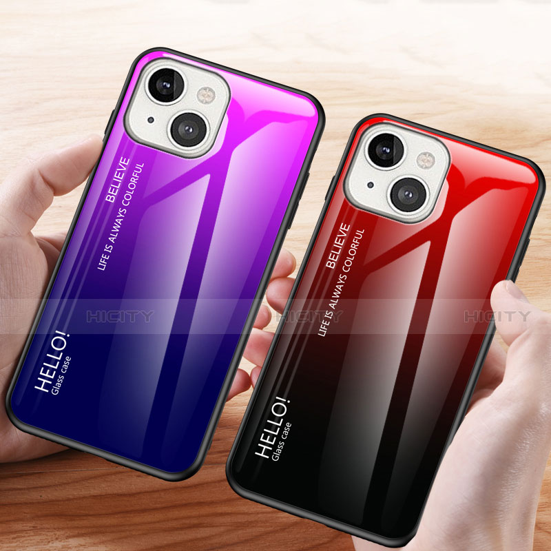 Carcasa Bumper Funda Silicona Espejo Gradiente Arco iris M01 para Apple iPhone 14