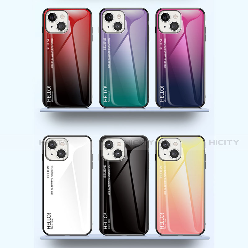 Carcasa Bumper Funda Silicona Espejo Gradiente Arco iris M01 para Apple iPhone 14