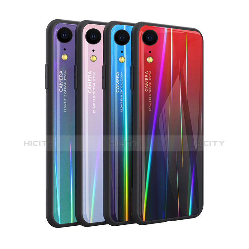 Carcasa Bumper Funda Silicona Espejo Gradiente Arco iris M01 para Apple iPhone XR