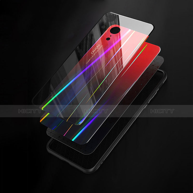 Carcasa Bumper Funda Silicona Espejo Gradiente Arco iris M01 para Apple iPhone XR