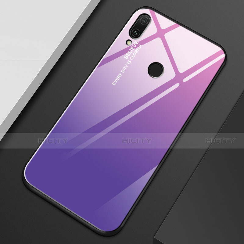 Carcasa Bumper Funda Silicona Espejo Gradiente Arco iris M01 para Huawei Enjoy 9 Plus Morado